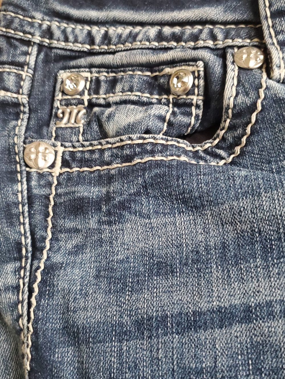 Miss Me Embellished Blue Denim Jeans Signature Slim - Picture 3 of 9